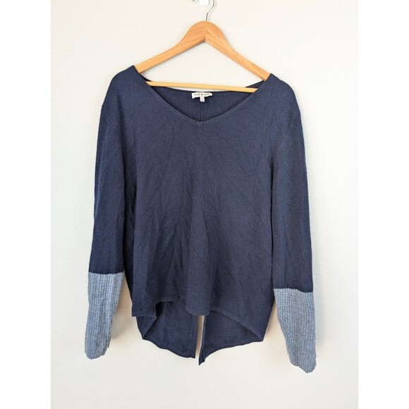Knyt & Lynk Cashmere Women's Large Blue V Neck Sweater - Picture 1 of 8